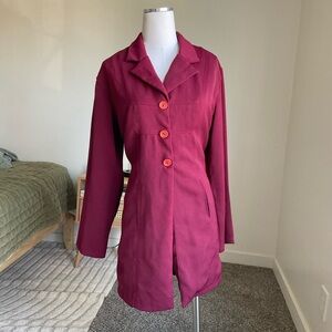 Vintage 90s Diana Collection Maroon Button Front Mini Dress/Coat